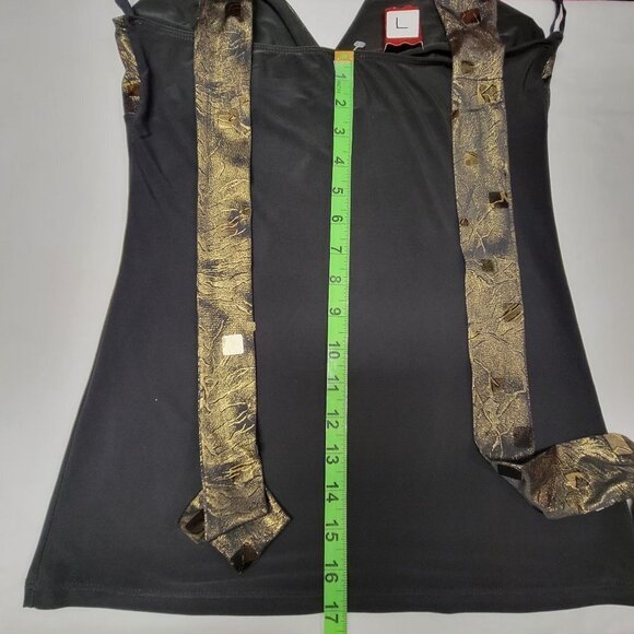 BLACK And Metallic Gold Sequined Halter Top Size L - Picture 13 of 15